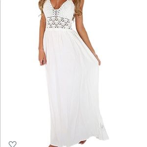Crochet Backless Bohemian Halter Maxi Dress